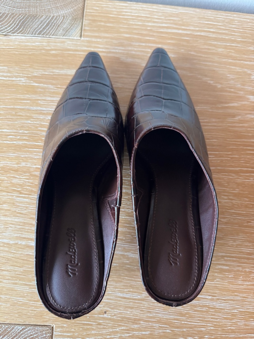 NWOB MADEWELL Women’s The Emilie Heeled Mule Chocolate Raisin Croc Size 7 - Picture 7 of 16